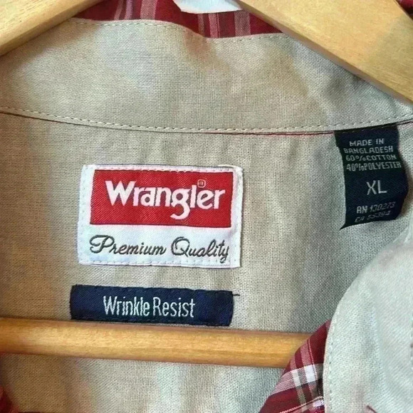 Wrangler Short Sleeve Button Down Plaid Shirt XL Men's Big & Tall Outdoor Work - Picture 5 of 8